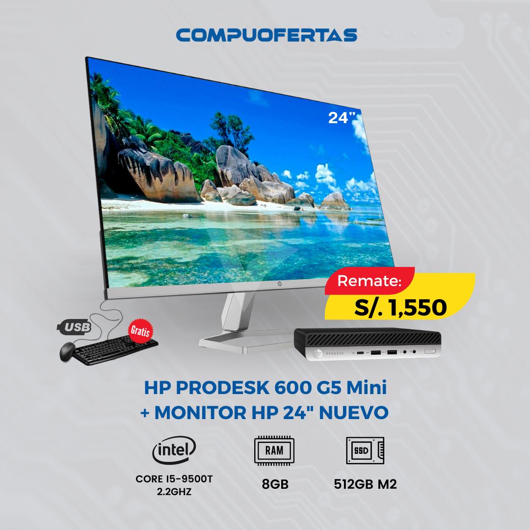 COMPU HP PRODESK 600 G5 MINI + Monitor HP 24” Nuevo | REMATE S/ 1550